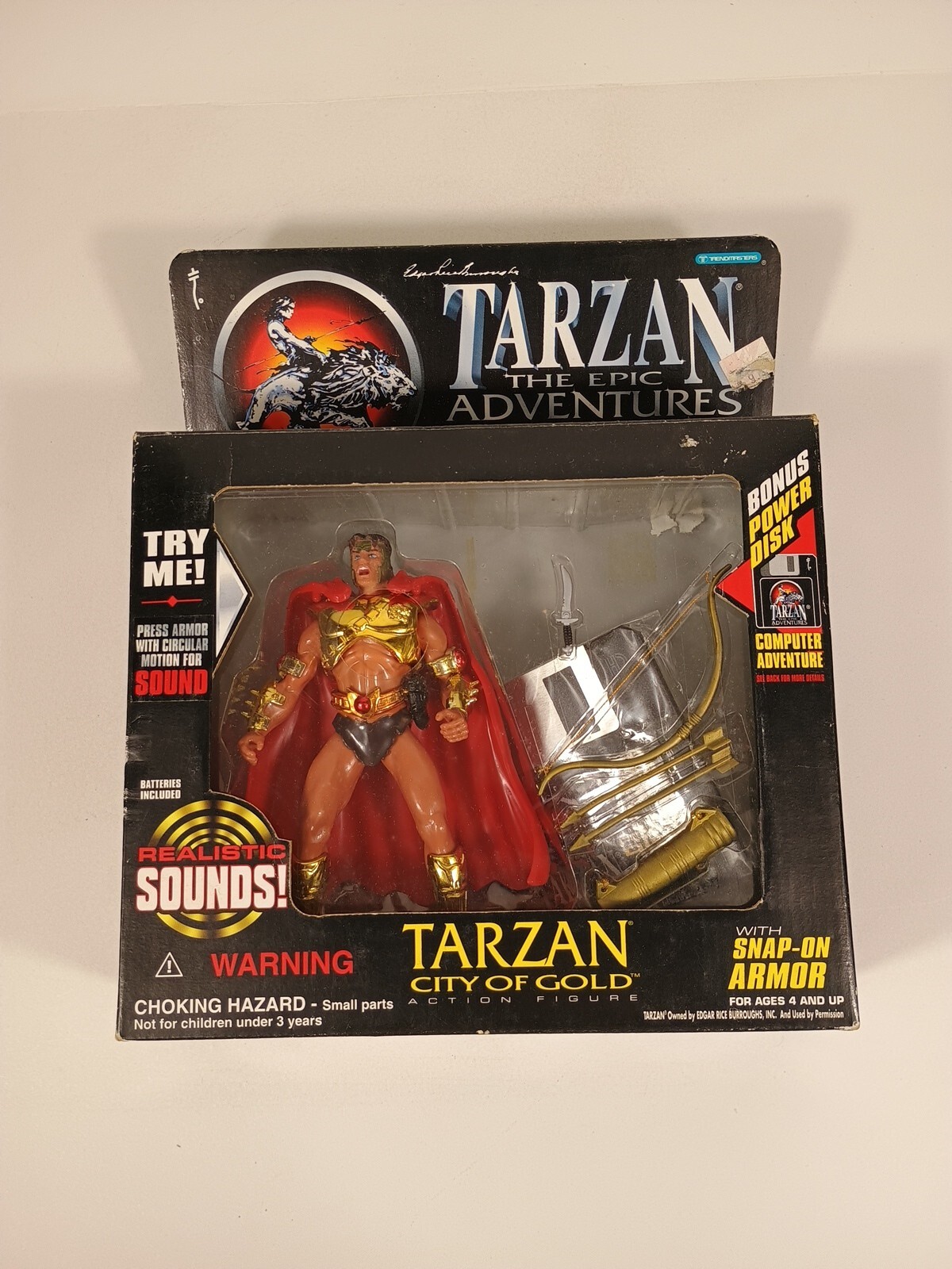 Vintage TARZAN City Of Gold The Epic Adventures w/Power Disk 1995 Trendmasters