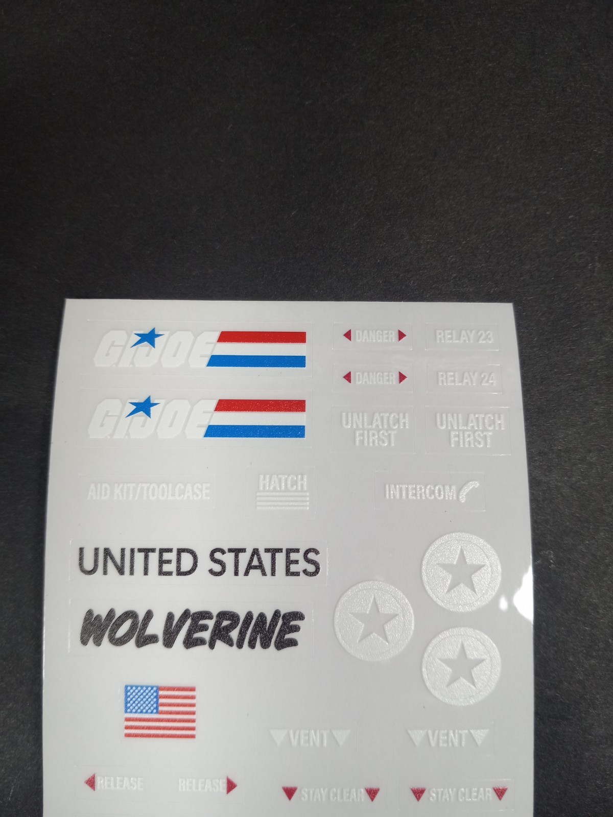 Gi Joe 1983 Wolverine Sticker Sheet, New, Custom, Peel & Stick, No Cut ,No Trim!