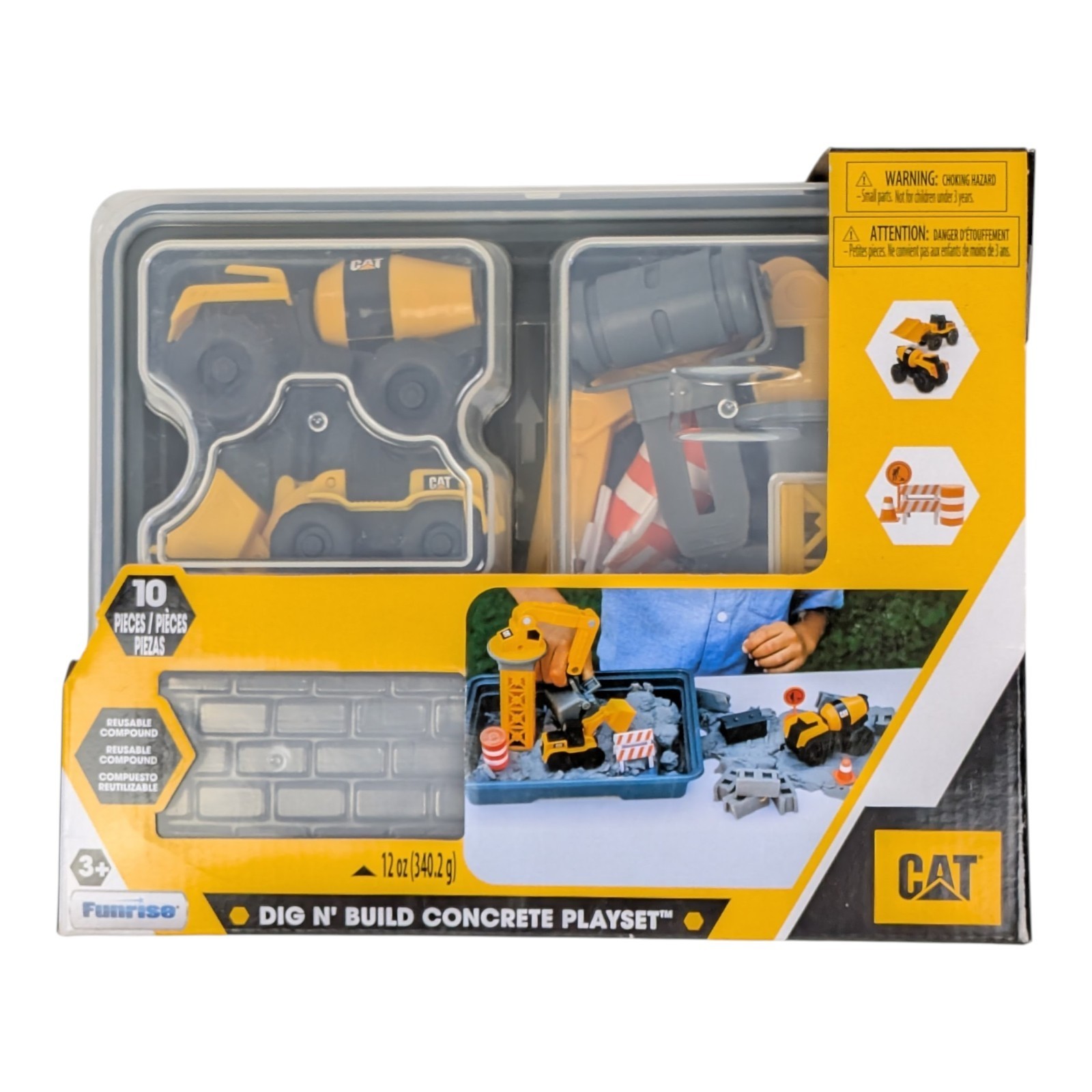 CAT Dig N&rsquo; Build Concrete Playset 10 Piece Construction Toy Funrise NIB
