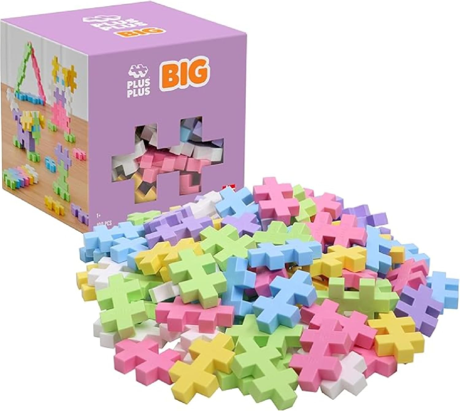 100 Pcs Puzzle Blocks Interlocking STEM Toy Kids Quiet BPA Free Pastel Mix Color