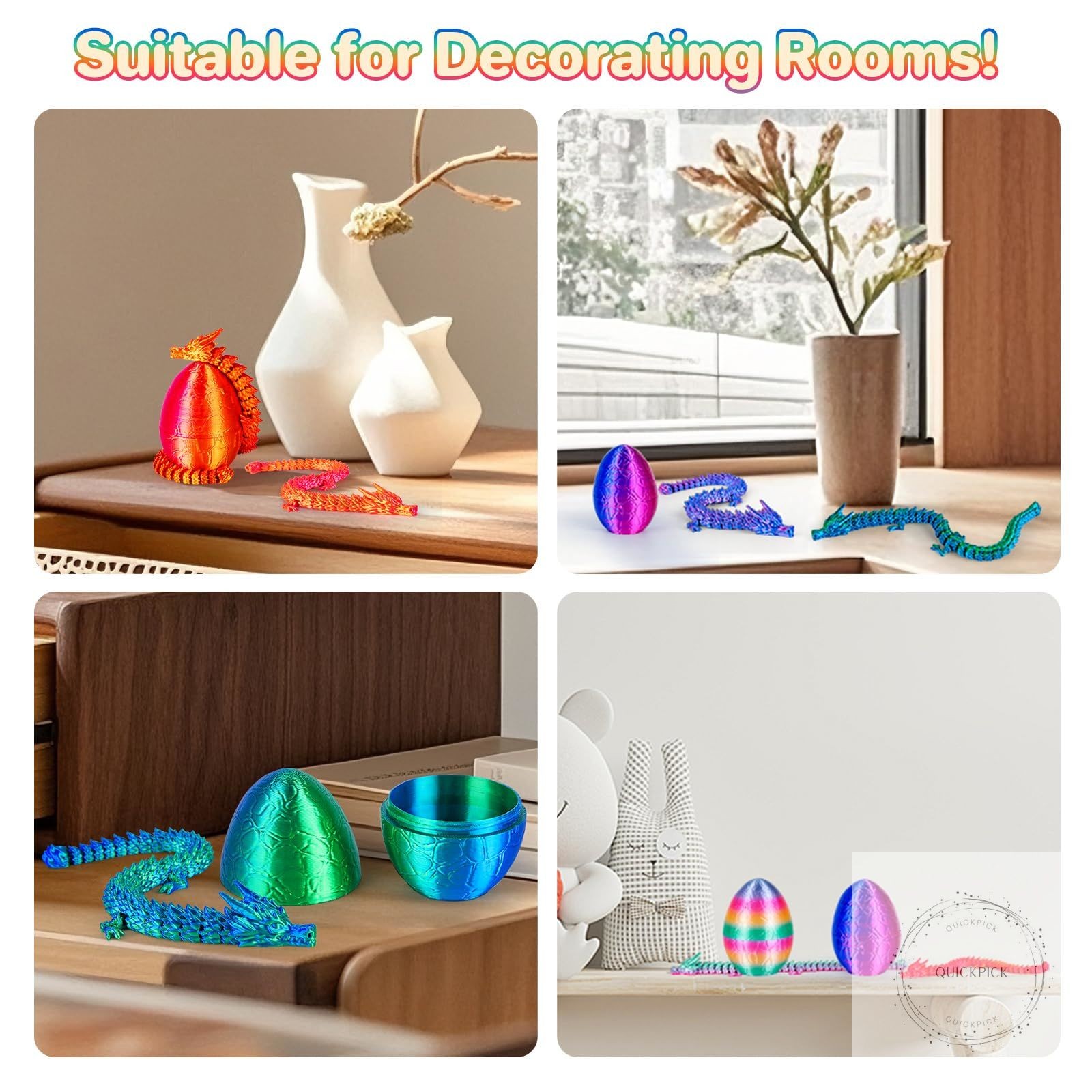 4Pcs 3D Printed Dragon Eggs Mini Dragon Eggs with 8.86inch Dragon Inside 3D Prin