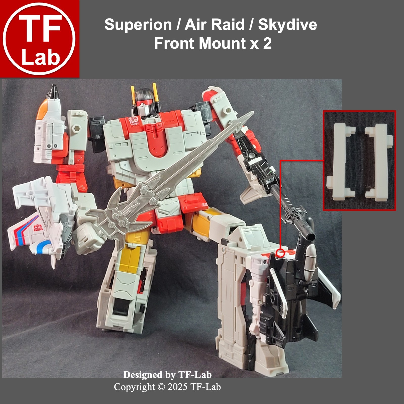 Front Mount Upgrade Kit: Transformers Superion Air Raid Skydive Age of Prime