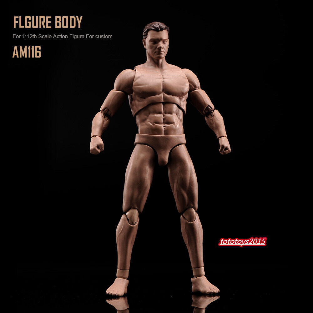In STOCK 1:12 Flexible Male Joint Suntan Figure Body Head Doll Model Action Toy