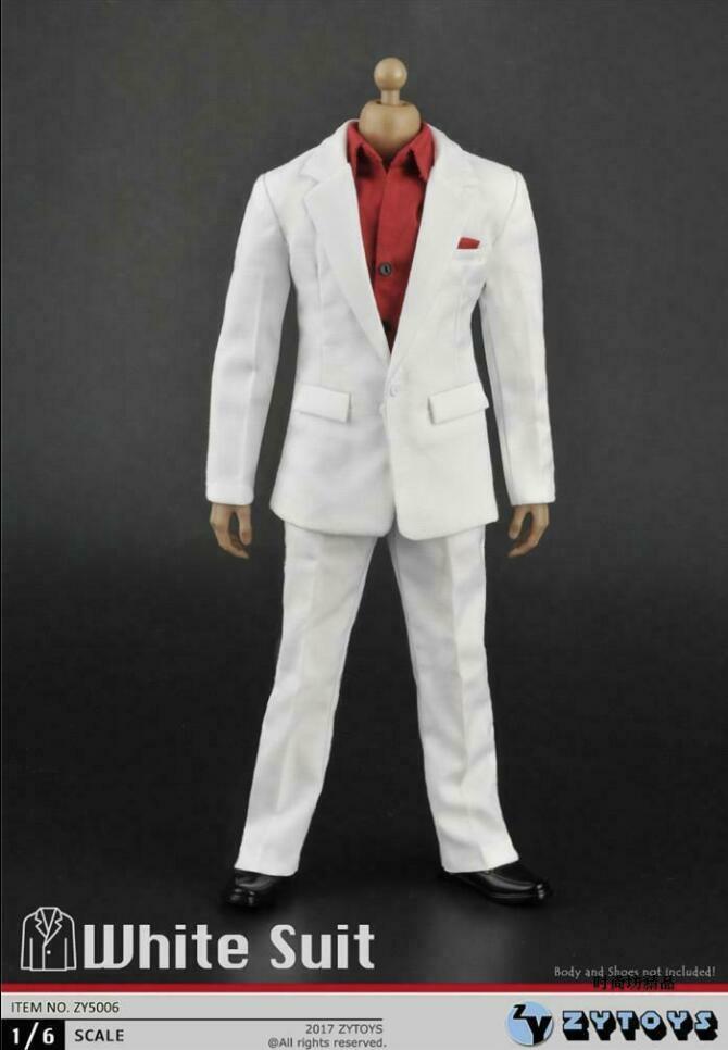 ZY TOYS 1/6 Scale WHITE Suit Set For 12&Prime; Male Action Figure Doll Accessories
