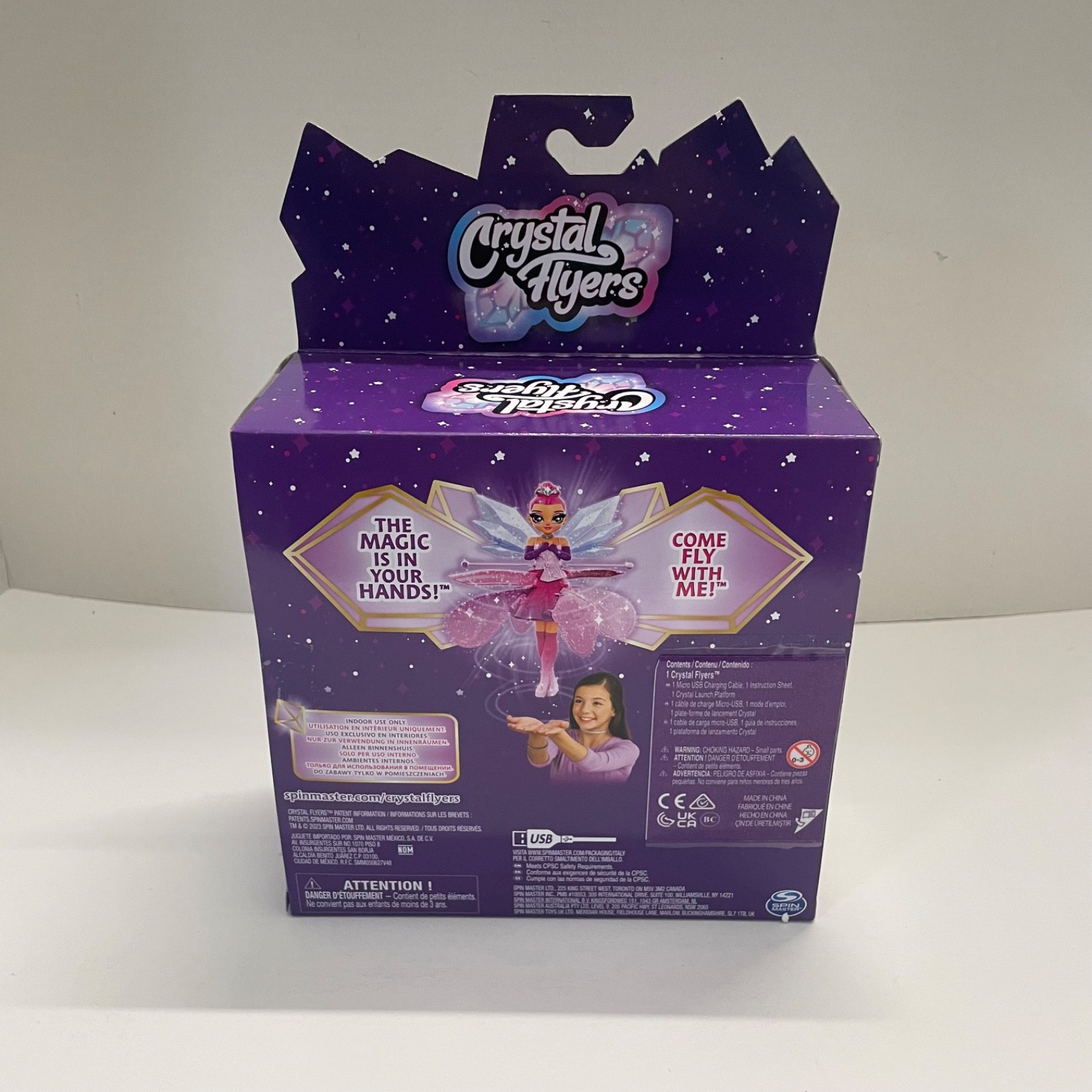 Crystal Flyers Interactive Flying Doll Magic Touch Figure Pink & Purple Sealed