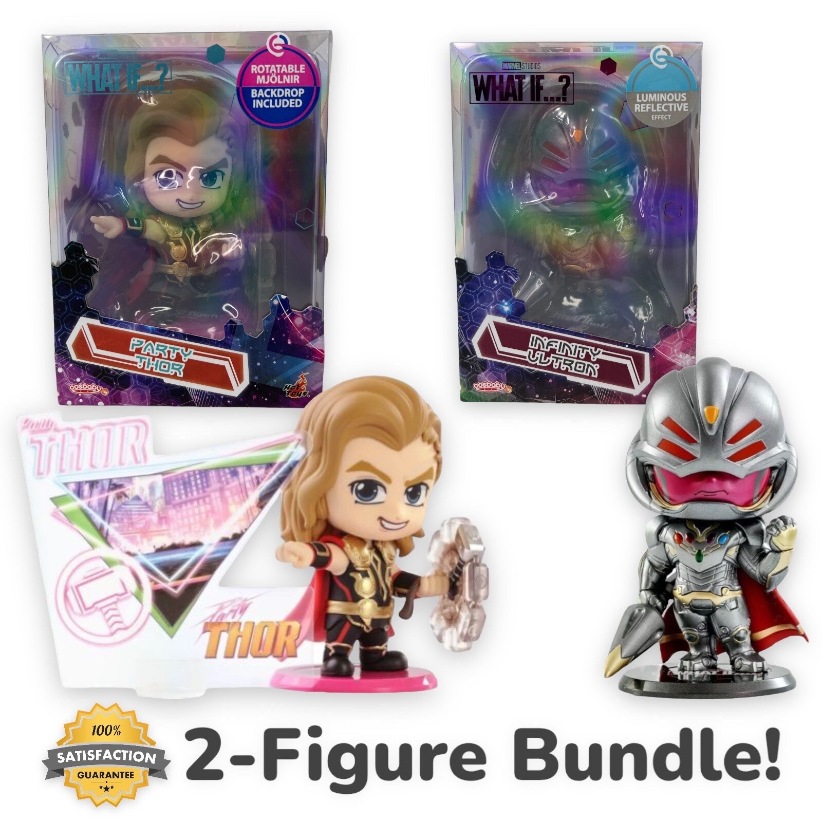 2-PACK Cosbaby MARVEL WHAT IF..? Infinity Ultron & Party Thor Bobblehead Figures