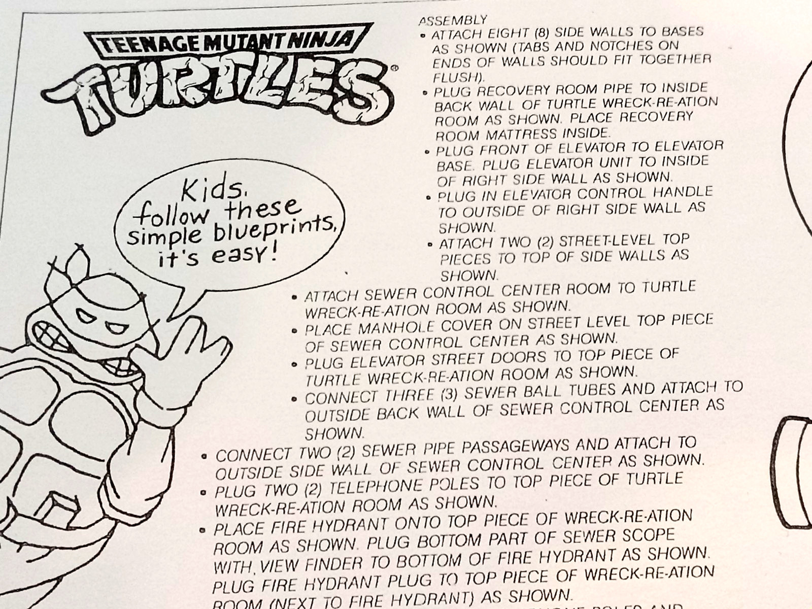 1989 TMNT Blueprint/Instructions Sewer System Lair-Detailed & Sharp-Copy