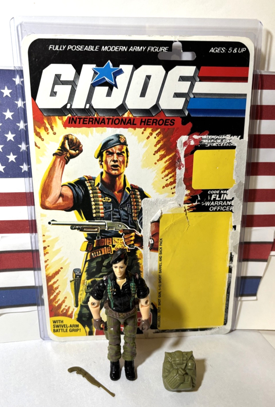 GI Joe Funskool Flint *100% COMPLETE w/UNCUT CARD BACK, Nice! Vintage 1993 India