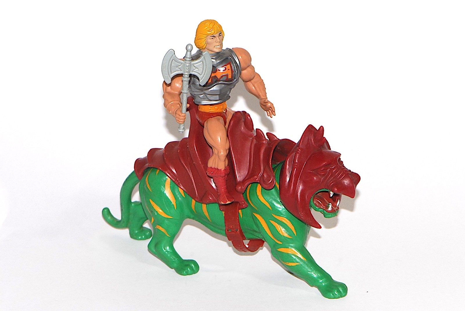Vintage MOTU He-Man Battle Armor 1984 & Battle Cat 1981 Figure Mattel