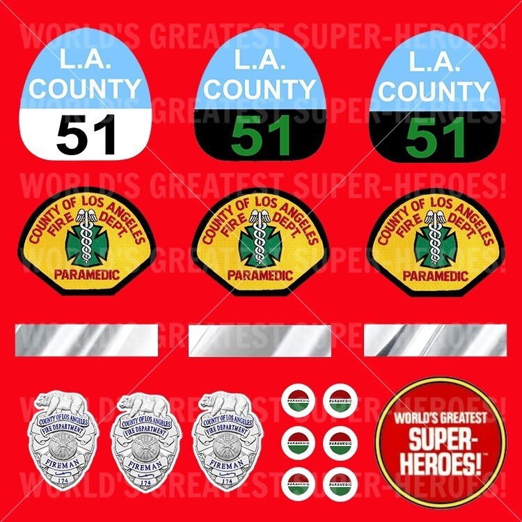 LJN Emergency Sticker Custom Vinyl Pre-Cut Deluxe Set for 8&Prime; Action Figure