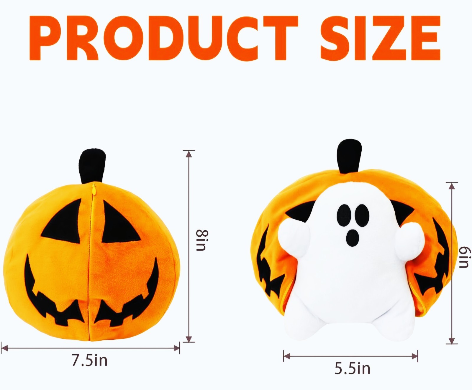 Cute Ghost Halloween Pumpkin Reversable Plush Toy For Children Or All Ages