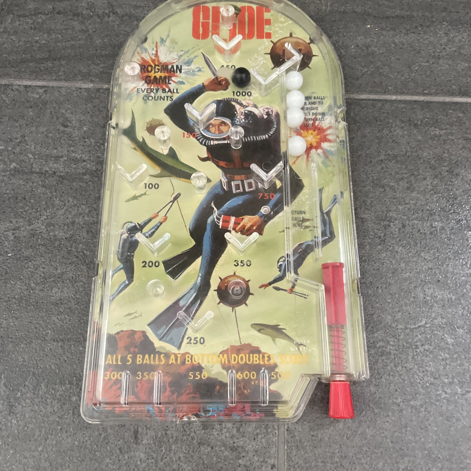 Vintage 1960s GI Joe Frogman Tabletop Handheld Pinball