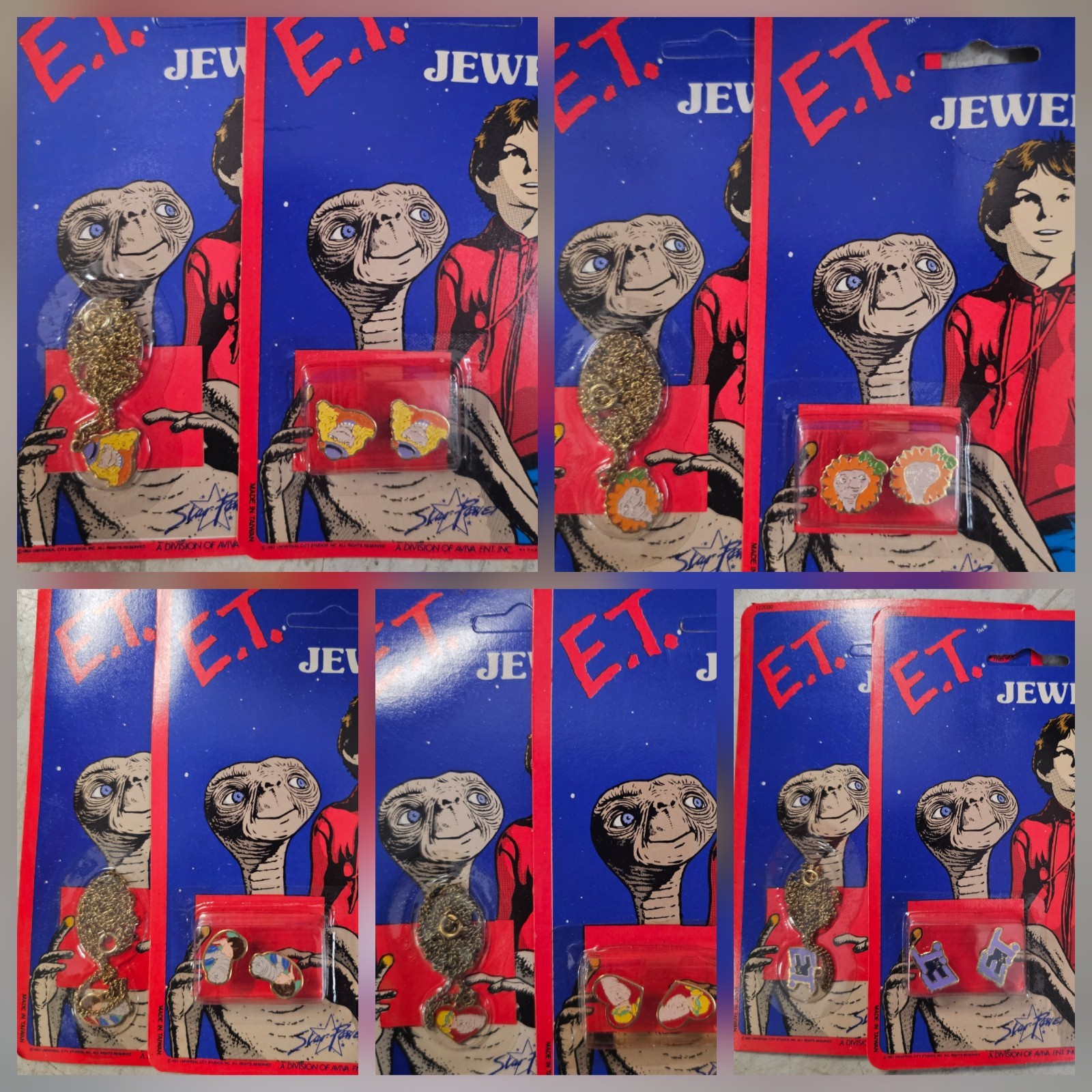Vtg E.T. The Extra Terrestrial Jewelry Lot 1982 Universal Studios 10 Pcs.