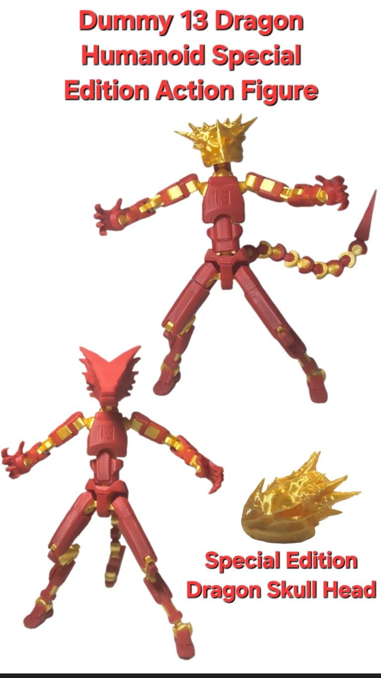 T13 Dummy13 Mechanical Moveable Action Figure 3D Printed, Multi-Jointed Dragon