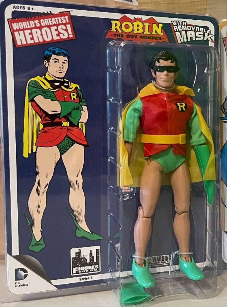Figures Toy Company 8 Inch Robin Figure with Removable Mask / Mego Like