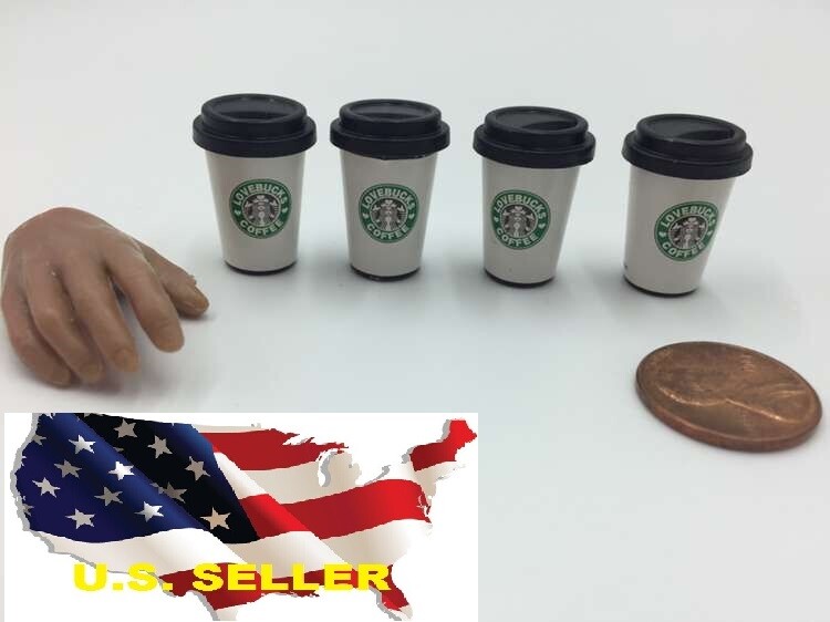 4 x 1/6 coffee cup Crate Dollhouse Miniature Bar Drink Decor Hot Toys ❶USA❶