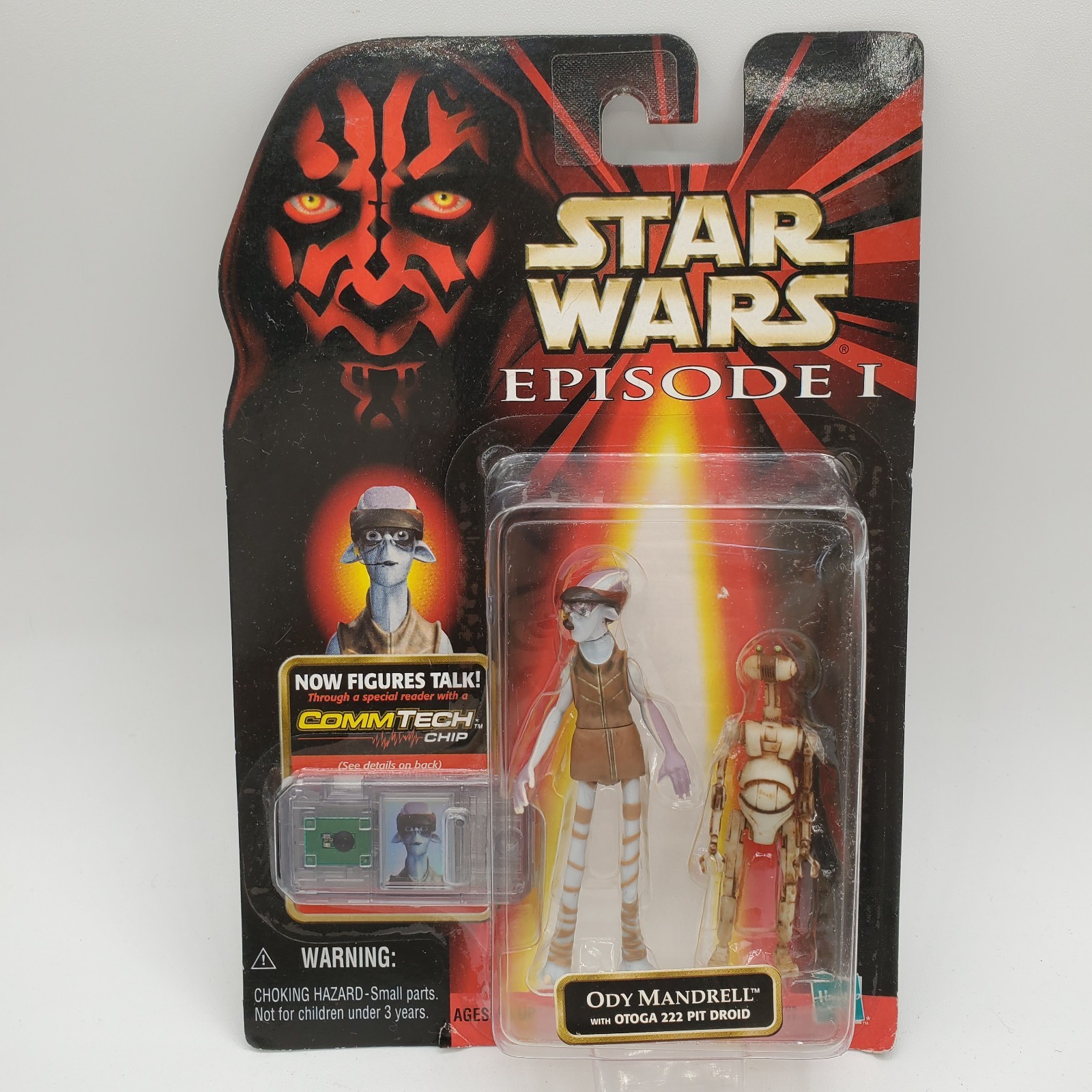 Vintage 1999 Star Wars Episode I Ody Mandrell & Pit Droid Figure on Card Vintage