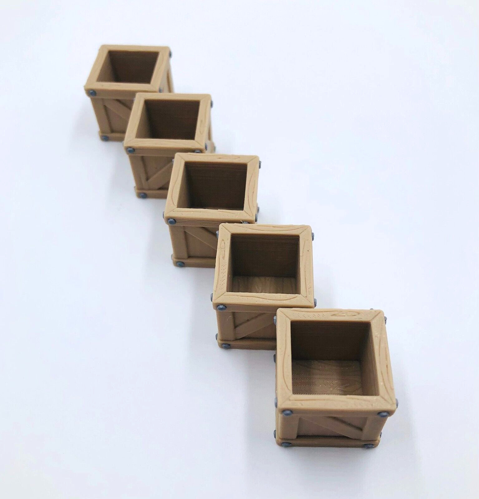 5pc 3D Printed D&D Crates Dungeons and Dragons Wooden Style Mini Miniature Crate