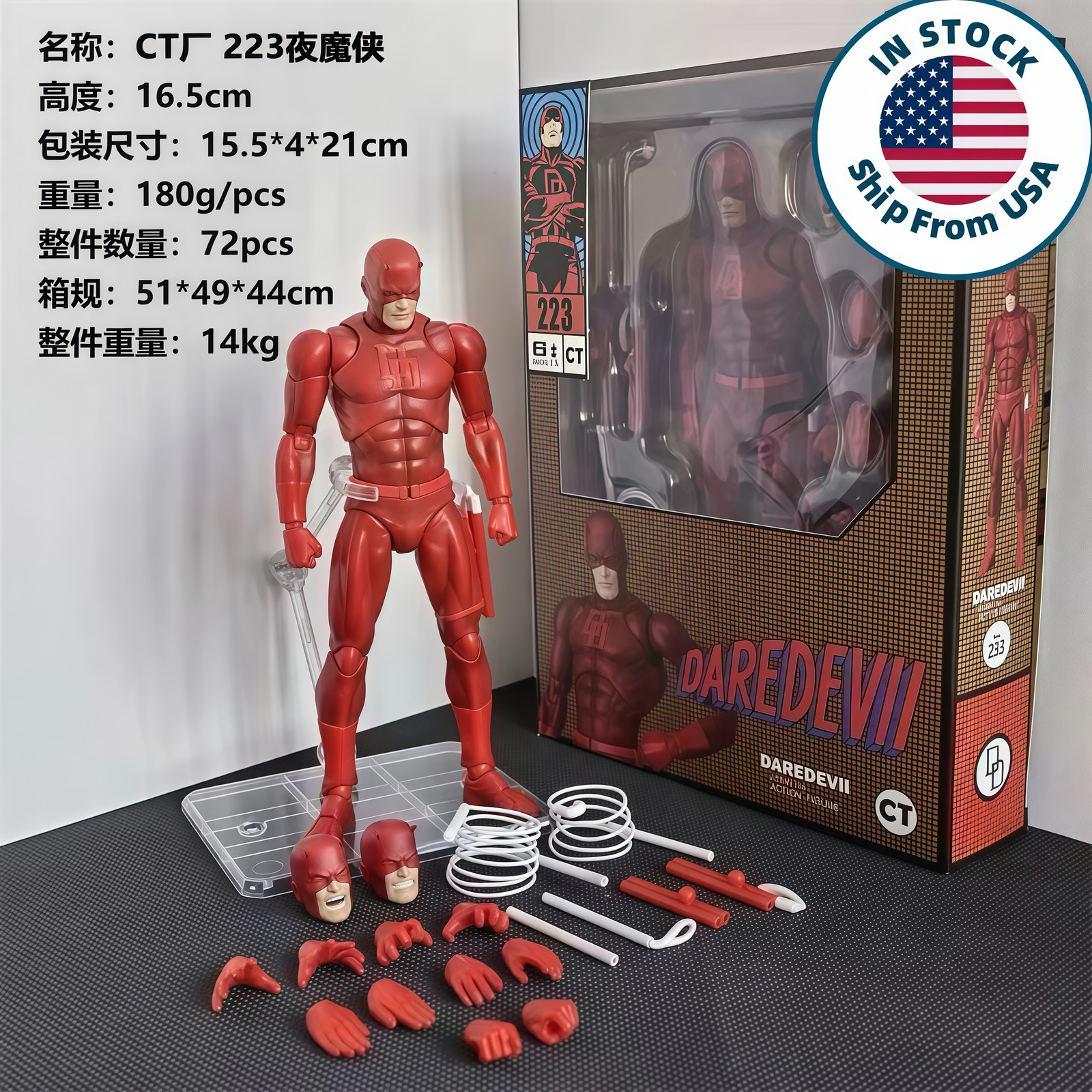 US STOCK! CT Toys No.223 Daredevil Comic Ver. 6in Action Figure Boxed Xmas Gift‌