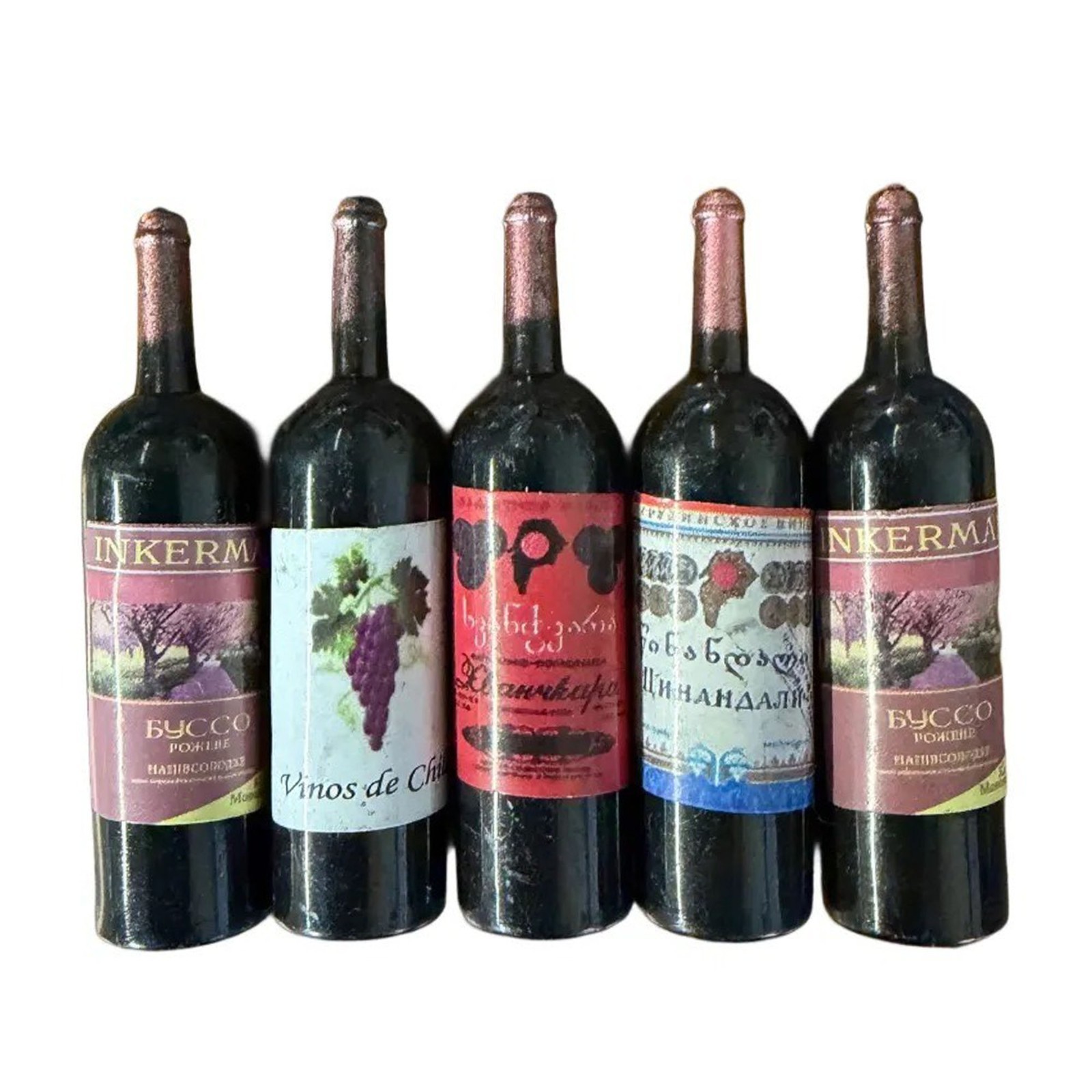 Dollhouse Miniature Wine Bottles Random Package of 5, 1/6 size NEW
