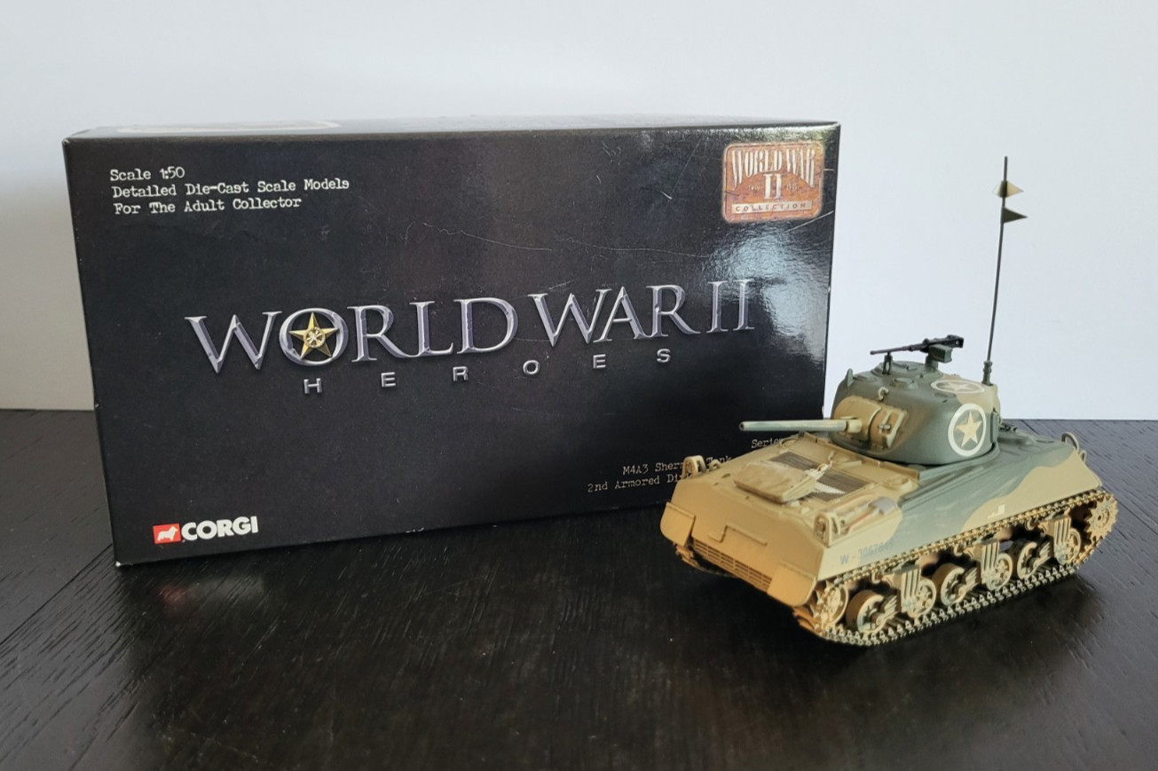 M4A3 Sherman Tank 1:50 CORGI WORLD WAR II Heroes Die Cast NEW MIB