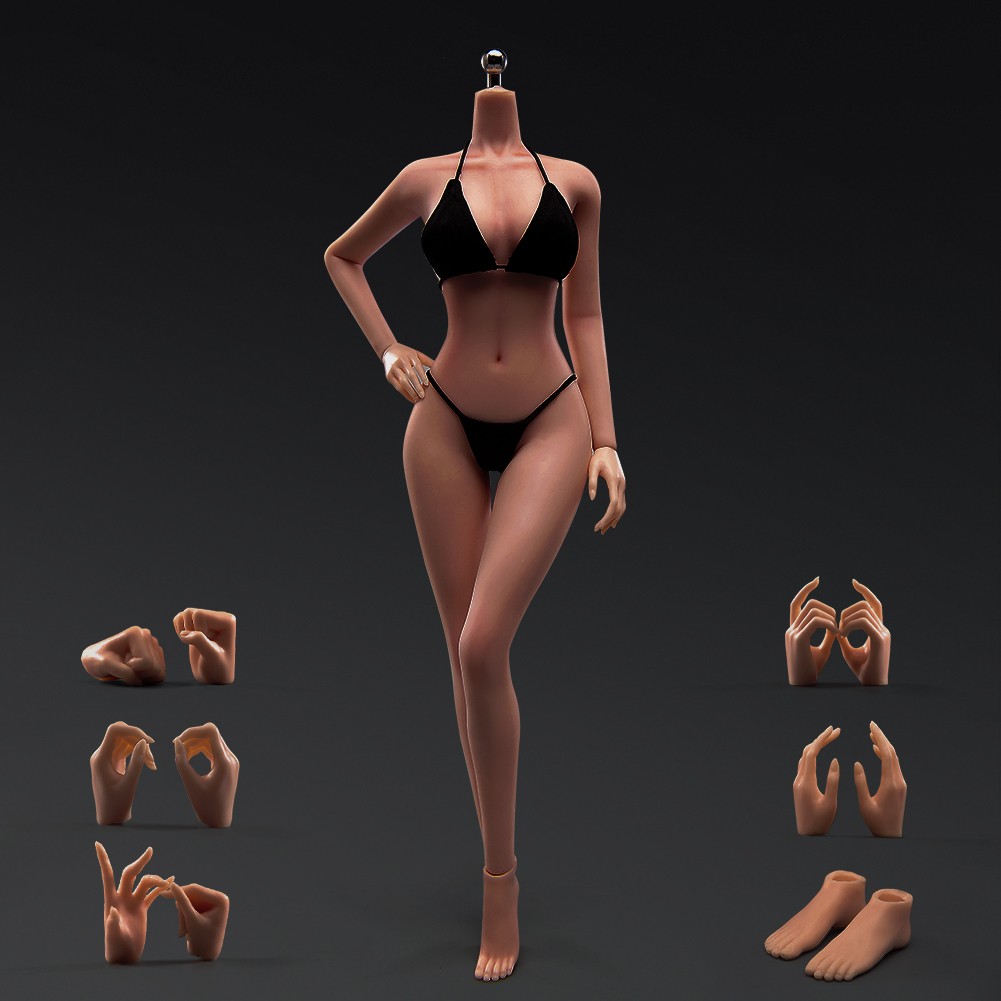 T302 1/6 Female Body details Copper Suntan Med Bust Flexible Makeup 12&Prime; Figure