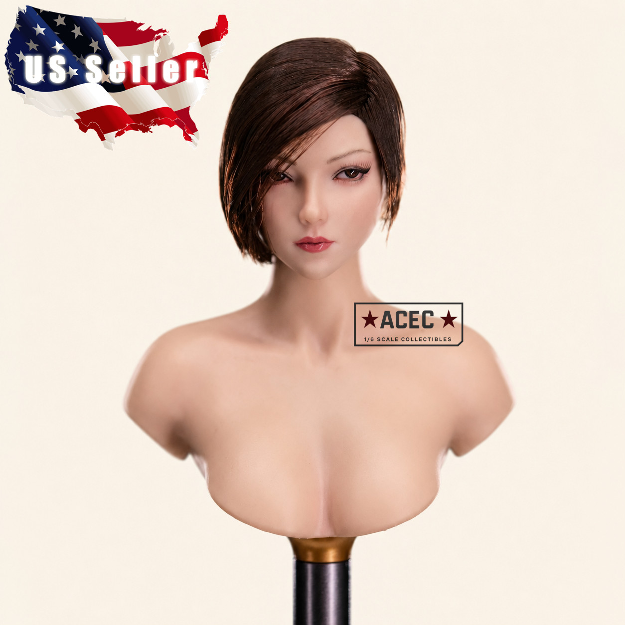 1/6 Female Head Sculpt Short Brown Hair For 12&Prime; PHICEN Hot Toys TBLeague Figure
