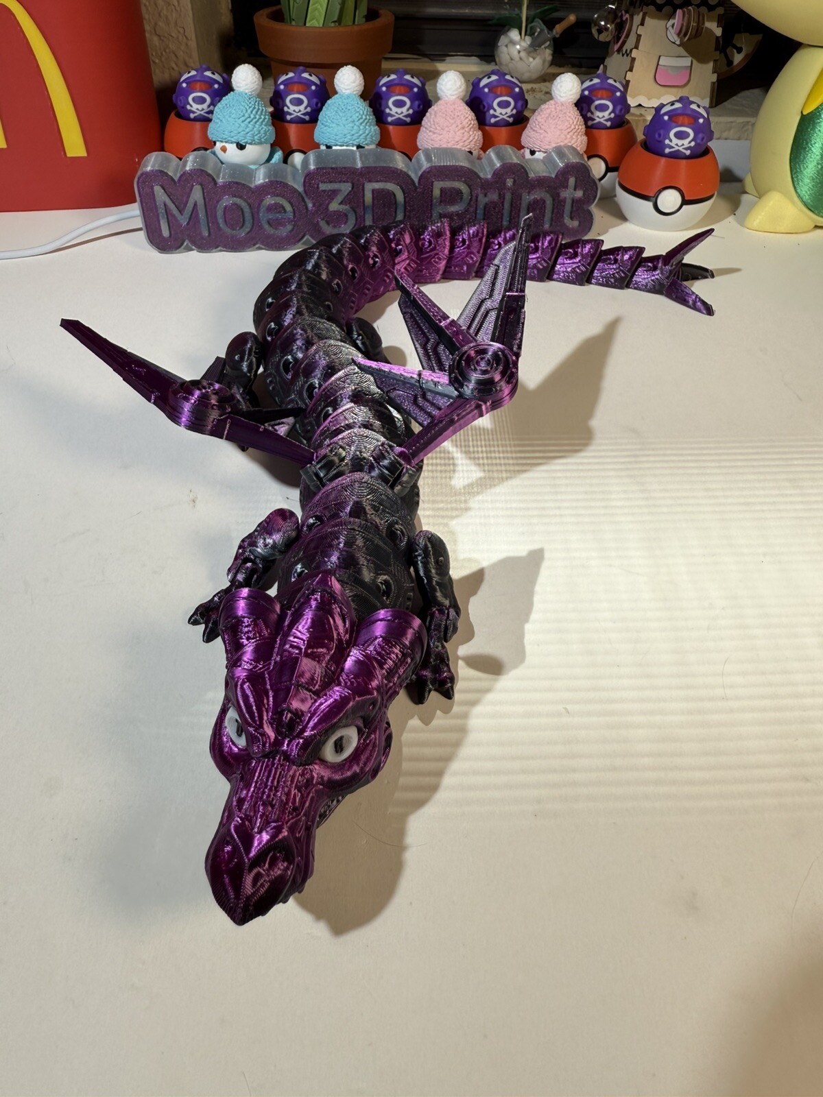 3D Printed Mechanical Dragon 18in Long Animals Articulated Collectable Toy Gift