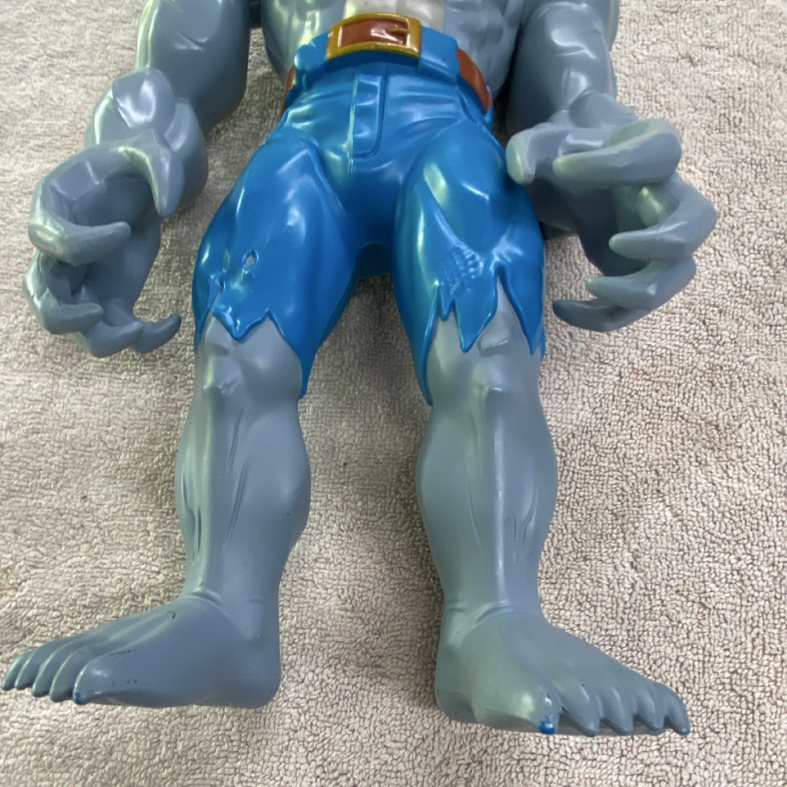 Humanoid Sharkman Action Figure Plastic Gray Blue Blue Pants Brown Belt