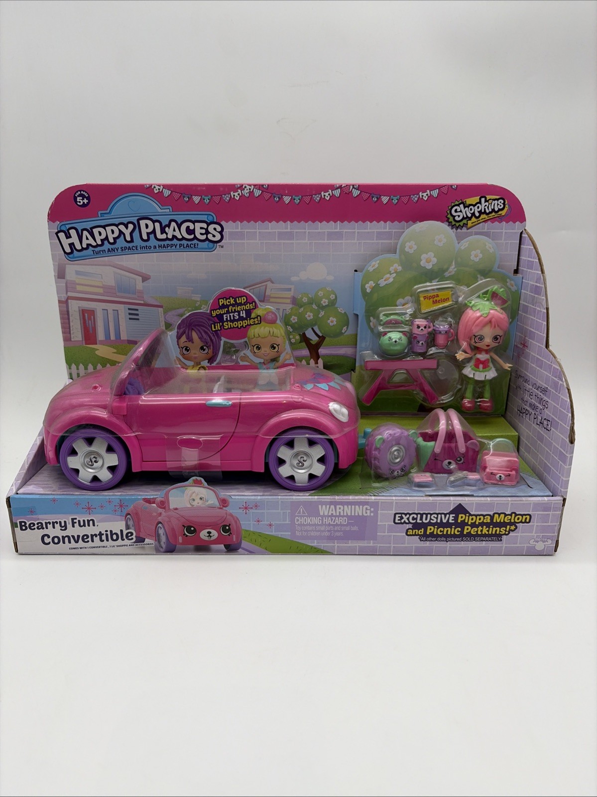 Shopkins Bearry Berry Fun Convertible Pippa Melon Picnic Petkins RARE