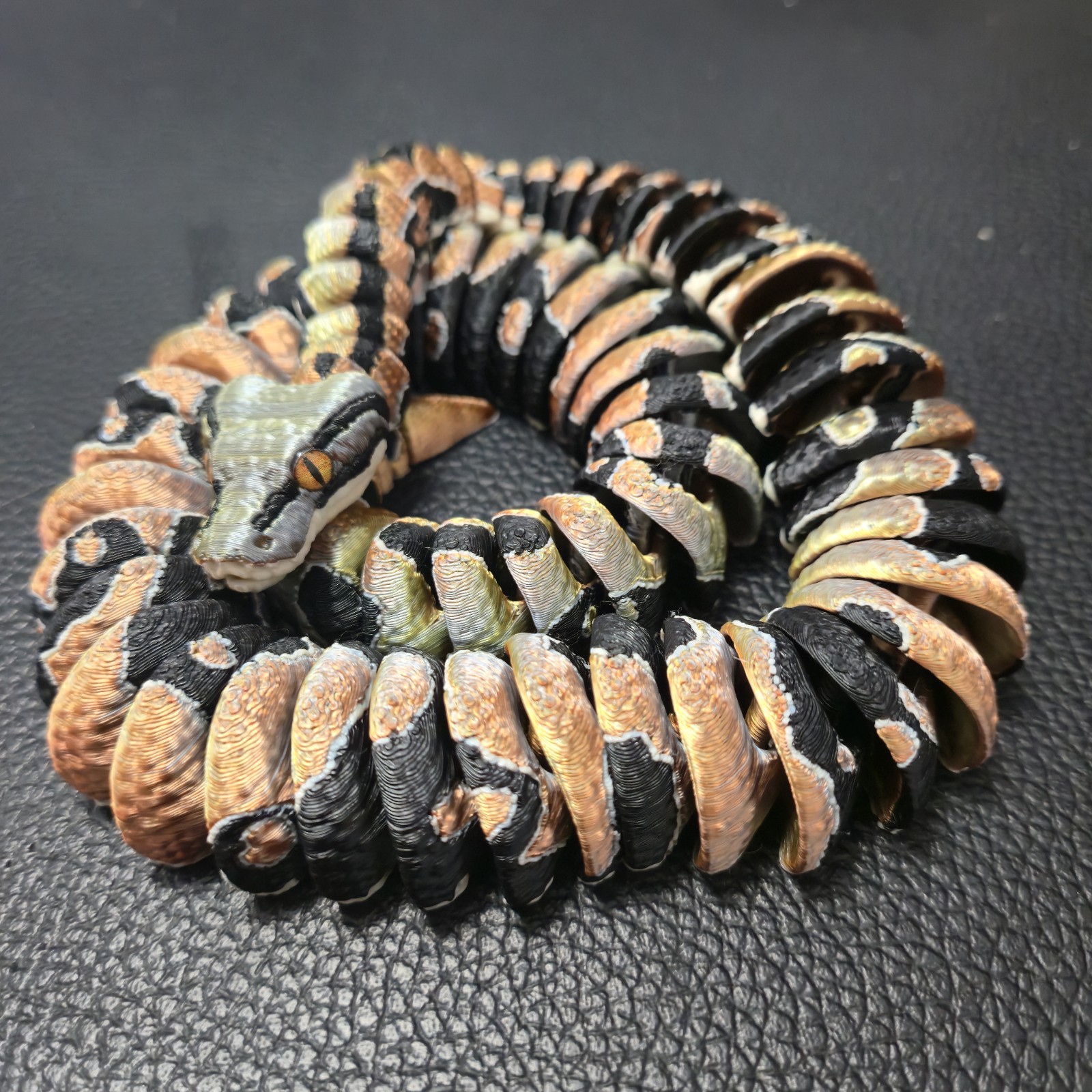 Ball Python snake Articulated Figure 3D Print Handmade Novelty Collectable 22&Prime;