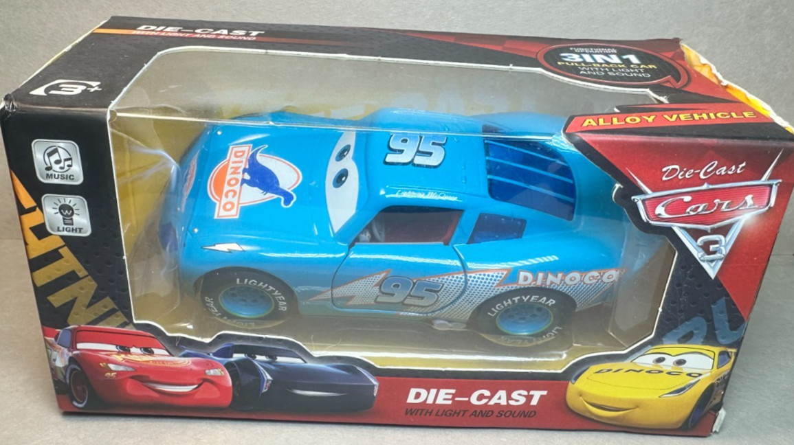 Disney Pixar Cars Dinoco Lightning McQueen Diecast 5&Prime; Lights Sounds Doors Open