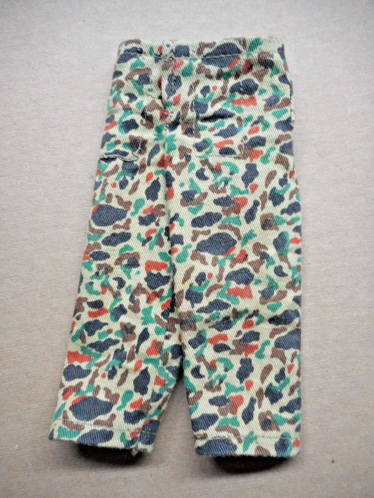 vintage GI Joe Camouflage Pants w/ early stitched front pockets and rear pockets