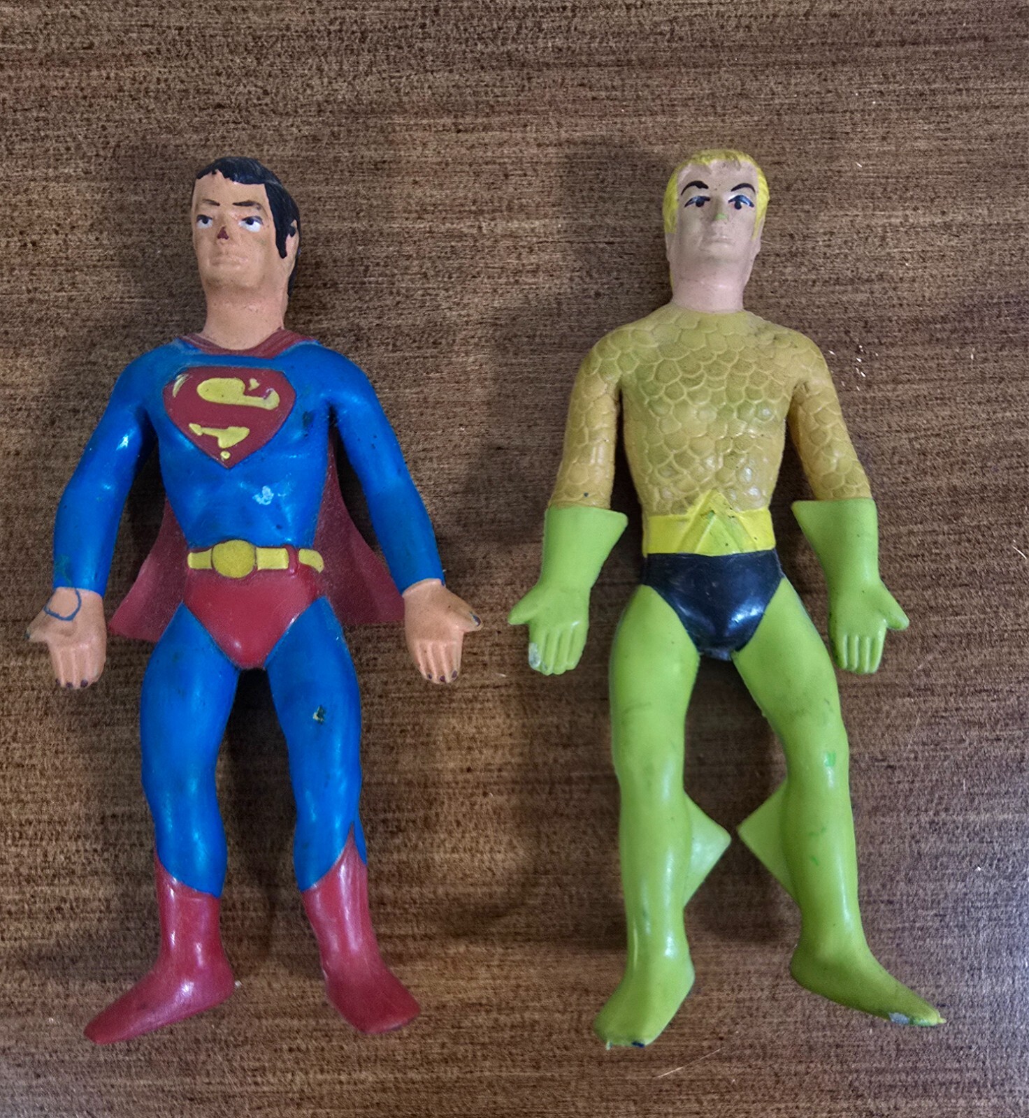 Mego Superman & Aquaman Original Bend n Flex Bendy Rubber VTG 1973 Action Figure