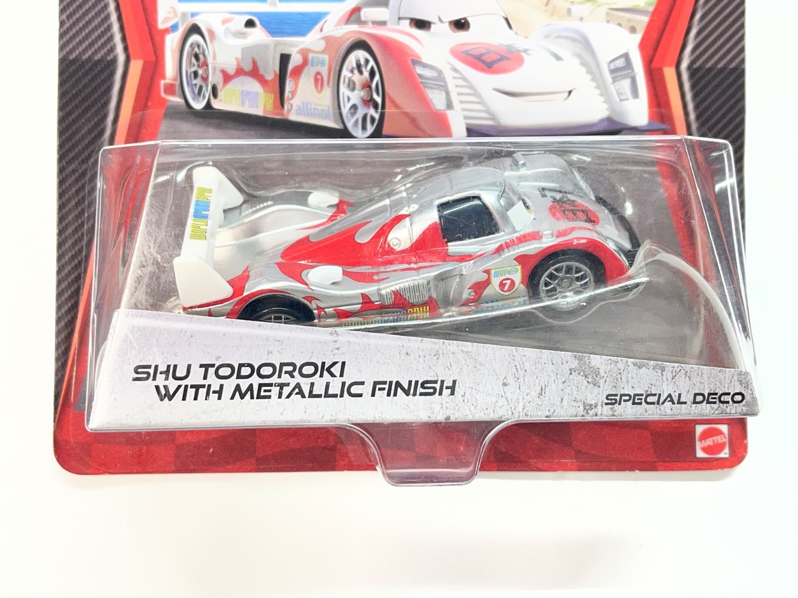 DISNEY PIXAR CARS SILVER RACER SERIES SHU TODOROKI WITH METALLIC FINISH