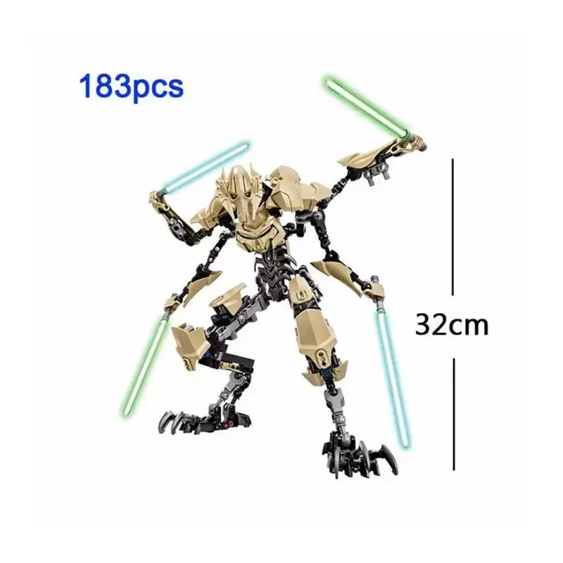 32 cm General Grievous Action Figure with Lightsaber – Buildable Block Toy Gift