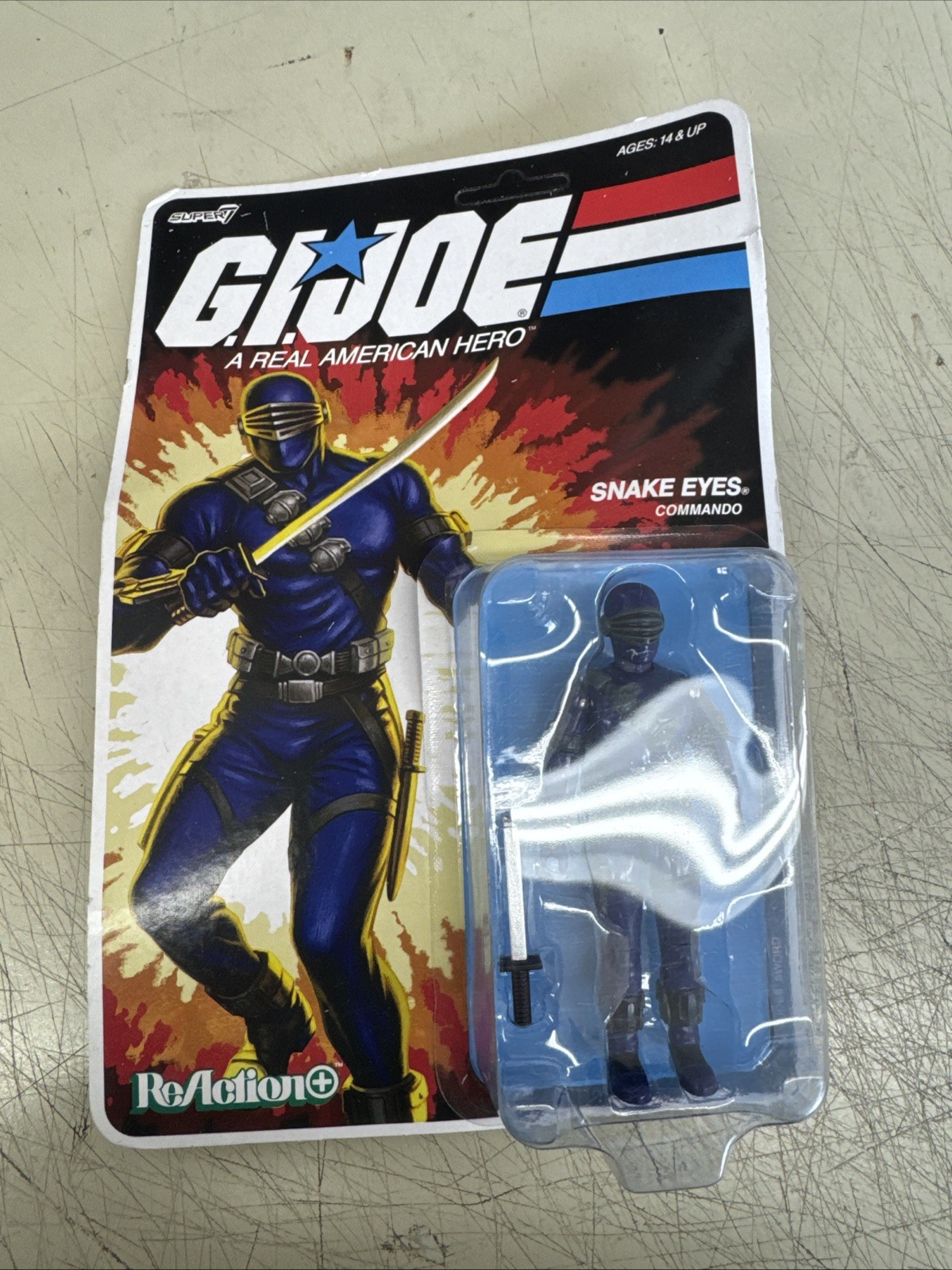 DMG BOX – Super7 Reaction G.I. Joe SNAKE EYES Commando 4&Prime; Action Figure