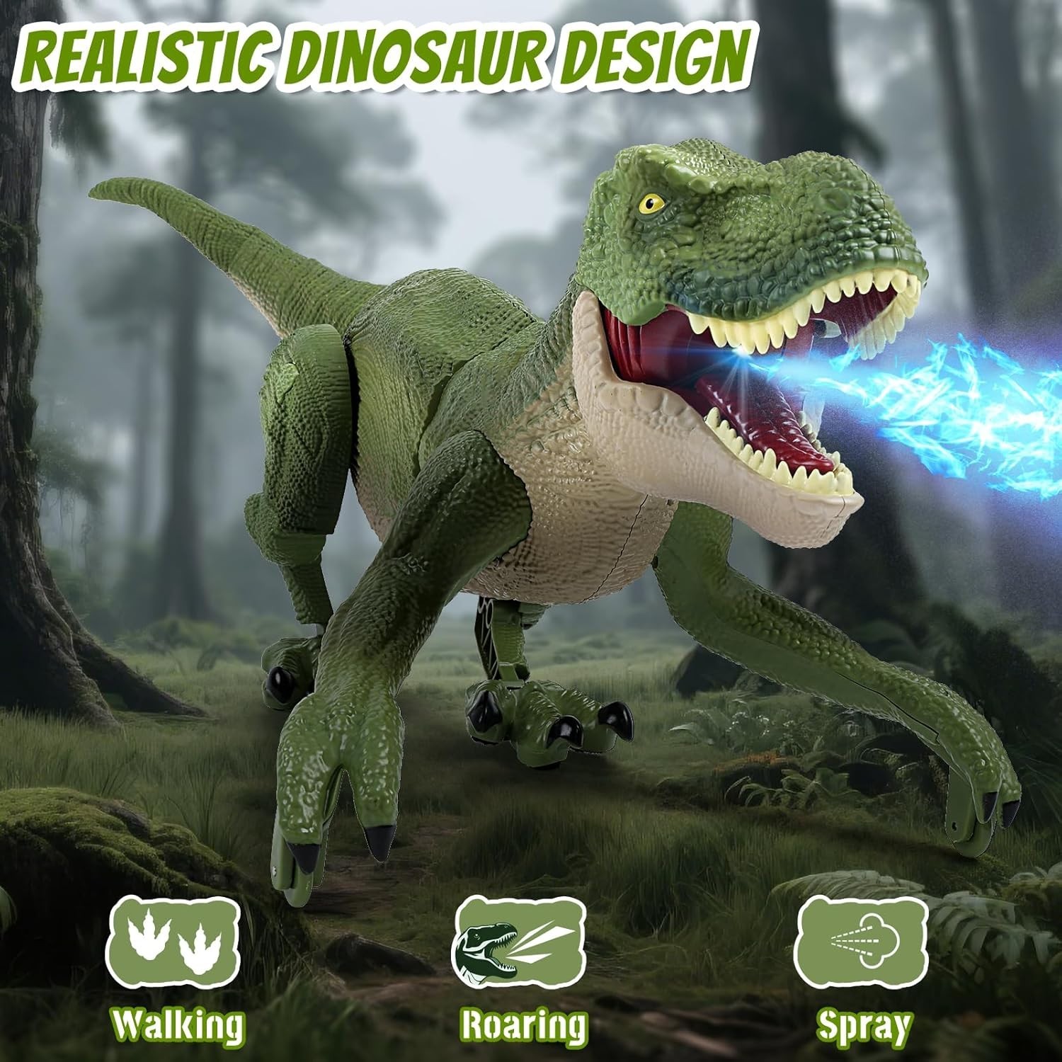 Walking T-Rex Dinosaur Remote Control RC Toys For Kid Action Figure LED Light Up