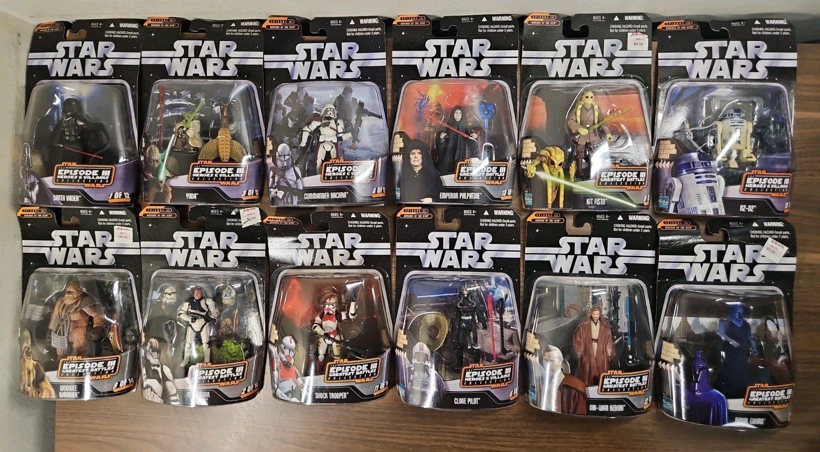 Box of 12 Star Wars Heroes Villains Collection Episode 3 Figures 2006