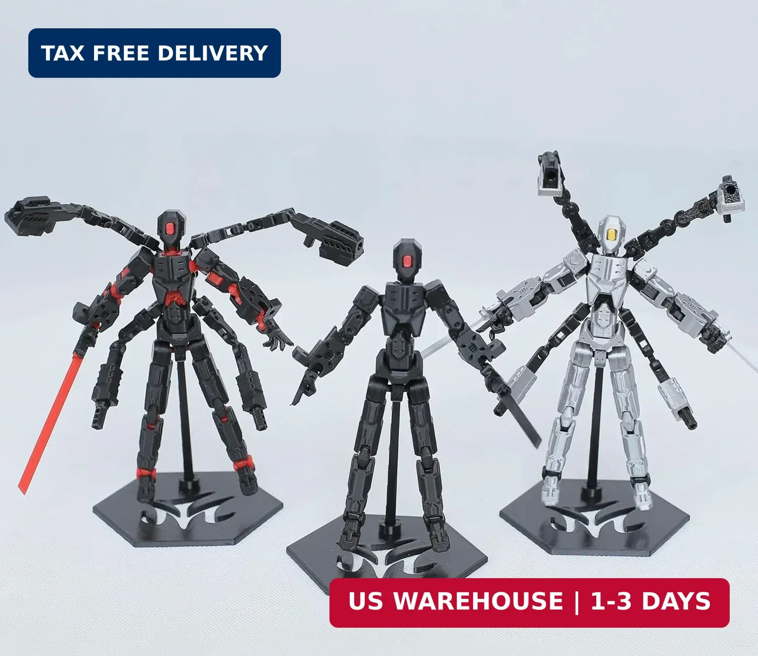 T13 Action Figure Set, 3D Printed Dummy 13, Titan 13 with 6 Arms, T 13 Multi-Joi