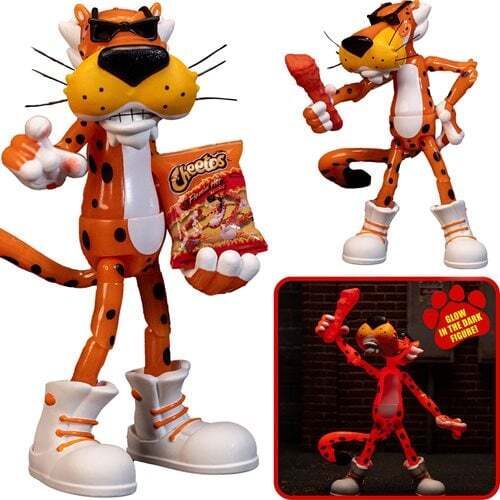 2024 SDCC EX. Cheetos Chester Cheetah Flamin&rsquo; Hot Glow-in-the-Dark 6&Prime; AF JADA