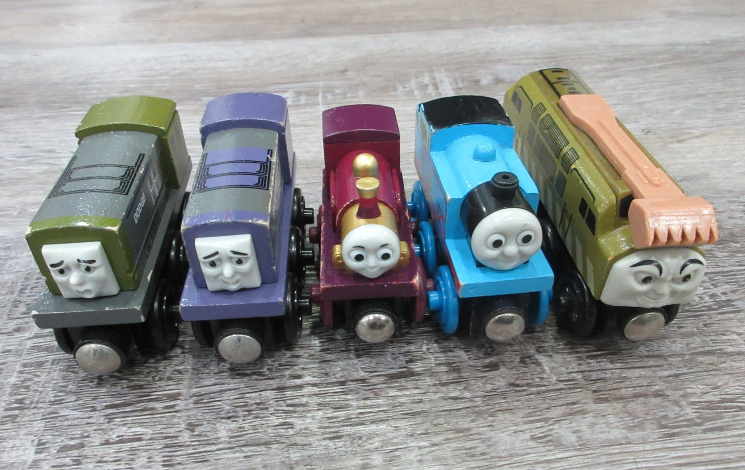 Thomas Wooden Railway Train MAGIC RAILROAD LOT DODGE SPLATTER LADY DIESEL 10 EUC