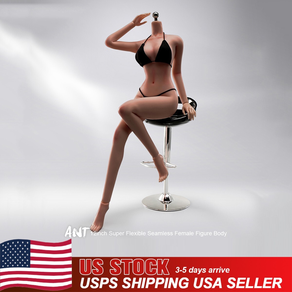 USA ANT 1/6 Copper Suntan Female Body Large Bust Makeup Seamless For 12in Figure
