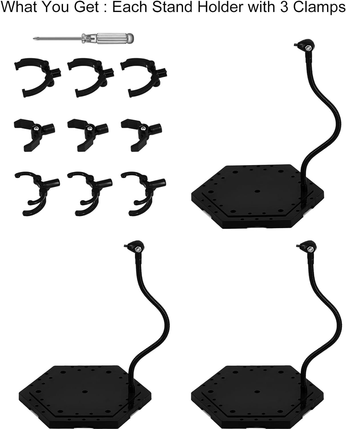 3 Pack Black Action Figure Stand,Action Figure Display Holder Stand Base,Compati