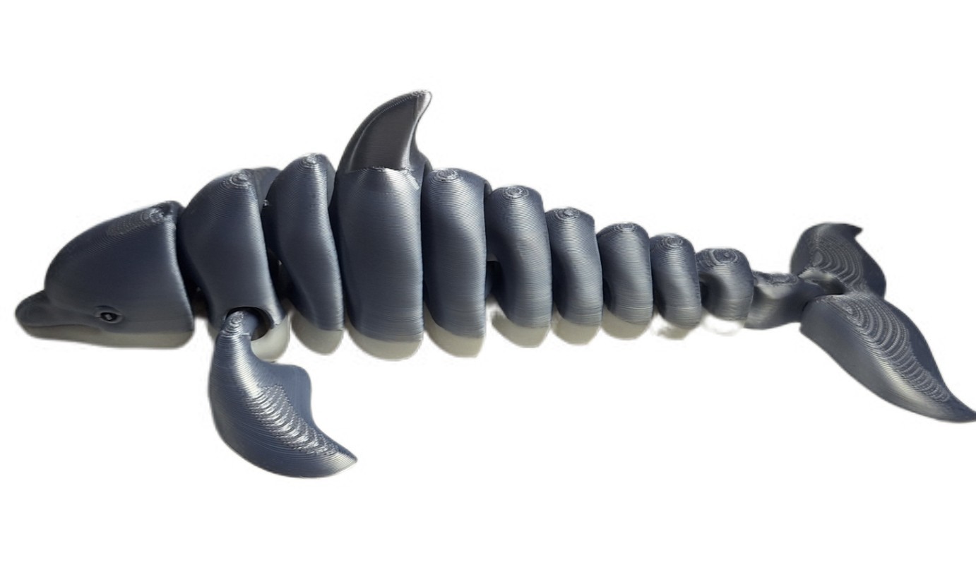 Gray Dolphin Flexible 3d Printed 11&Prime; Articulated Ocean Mammal Fidget Toy
