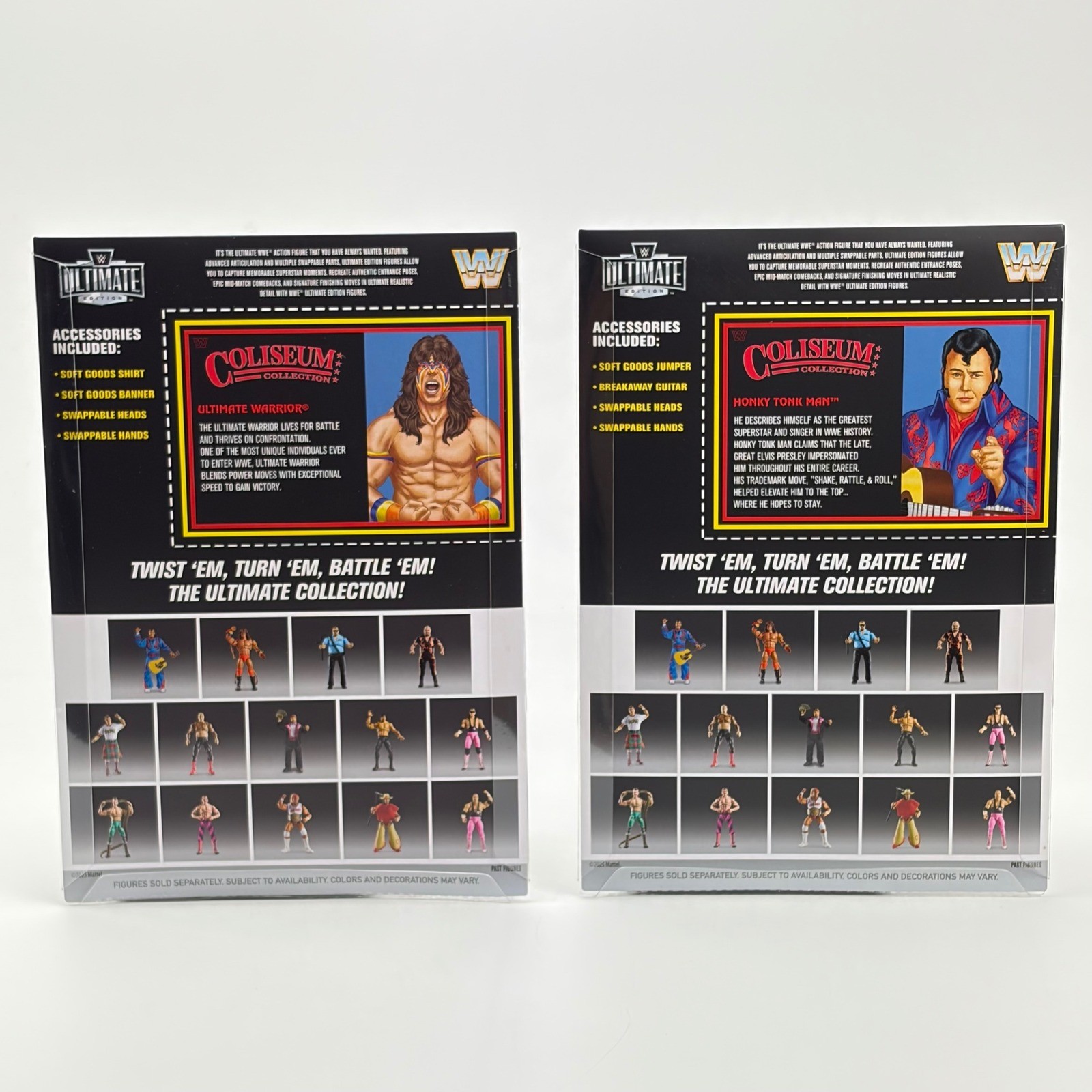 WWE Coliseum Collection Ultimate Warrior & Honky Tonk Man Figures Black Card New