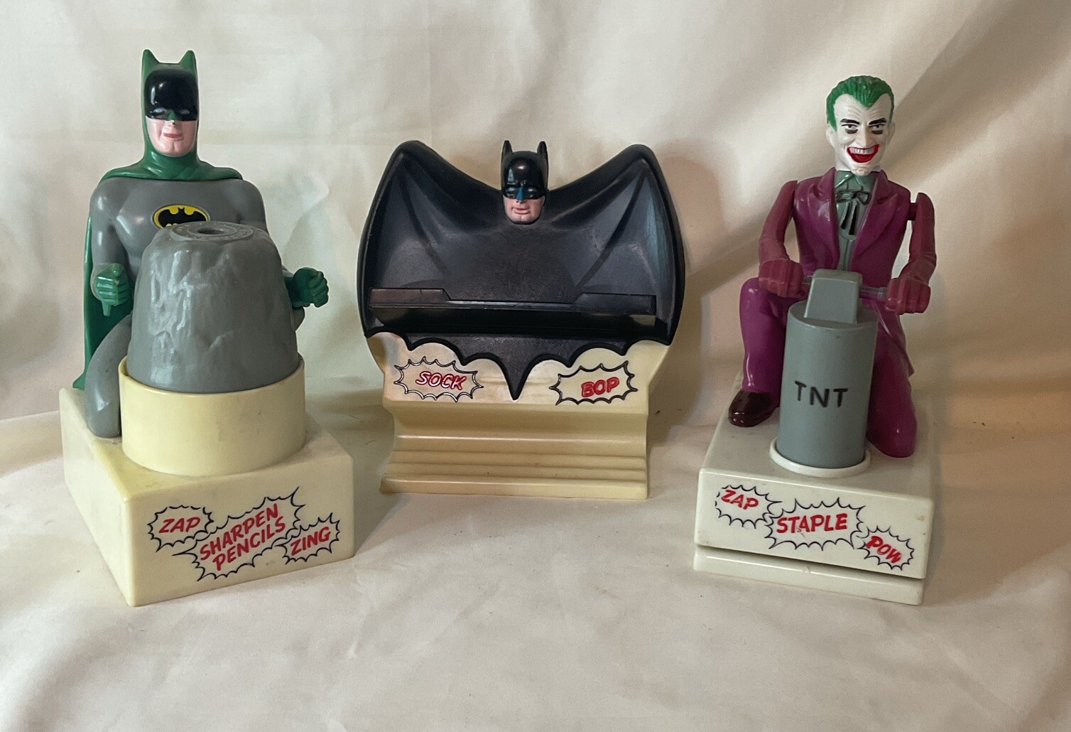 Batman Executive Desk Set Of 3 Stapler Pencil Sharpener Business Card Janex 1977