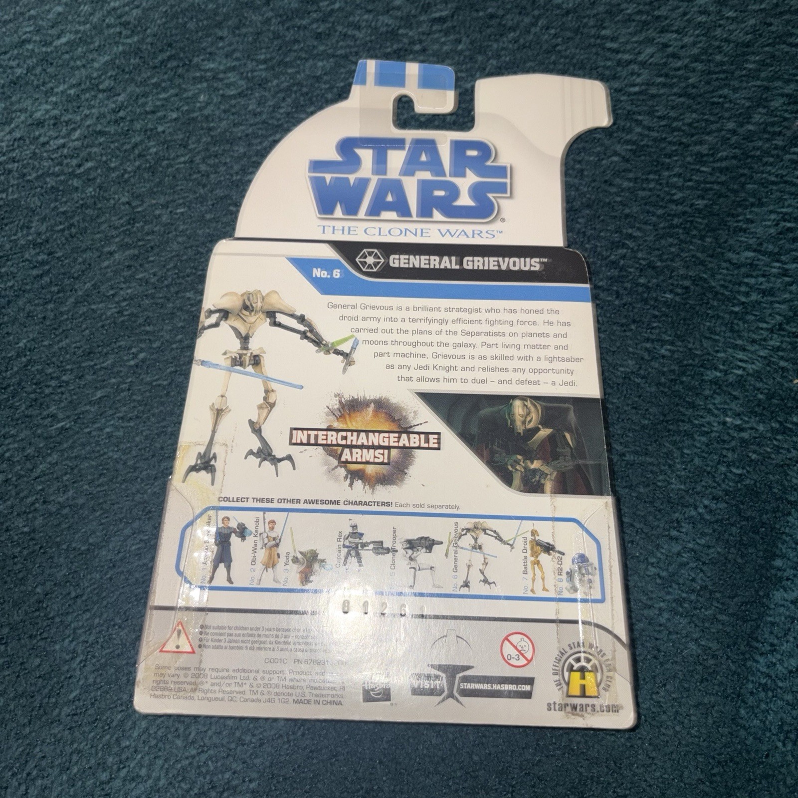 Star Wars Clone Wars General Grievous No 6 Interchangeable Arms Hasbro Figure