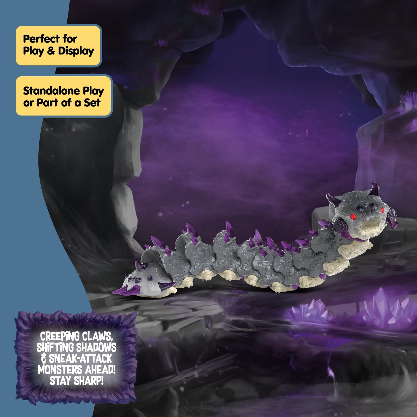 Eldrador Creatures – Big, 10&Prime; Shadow Worm. Cool Movable Action Figure for Boy…