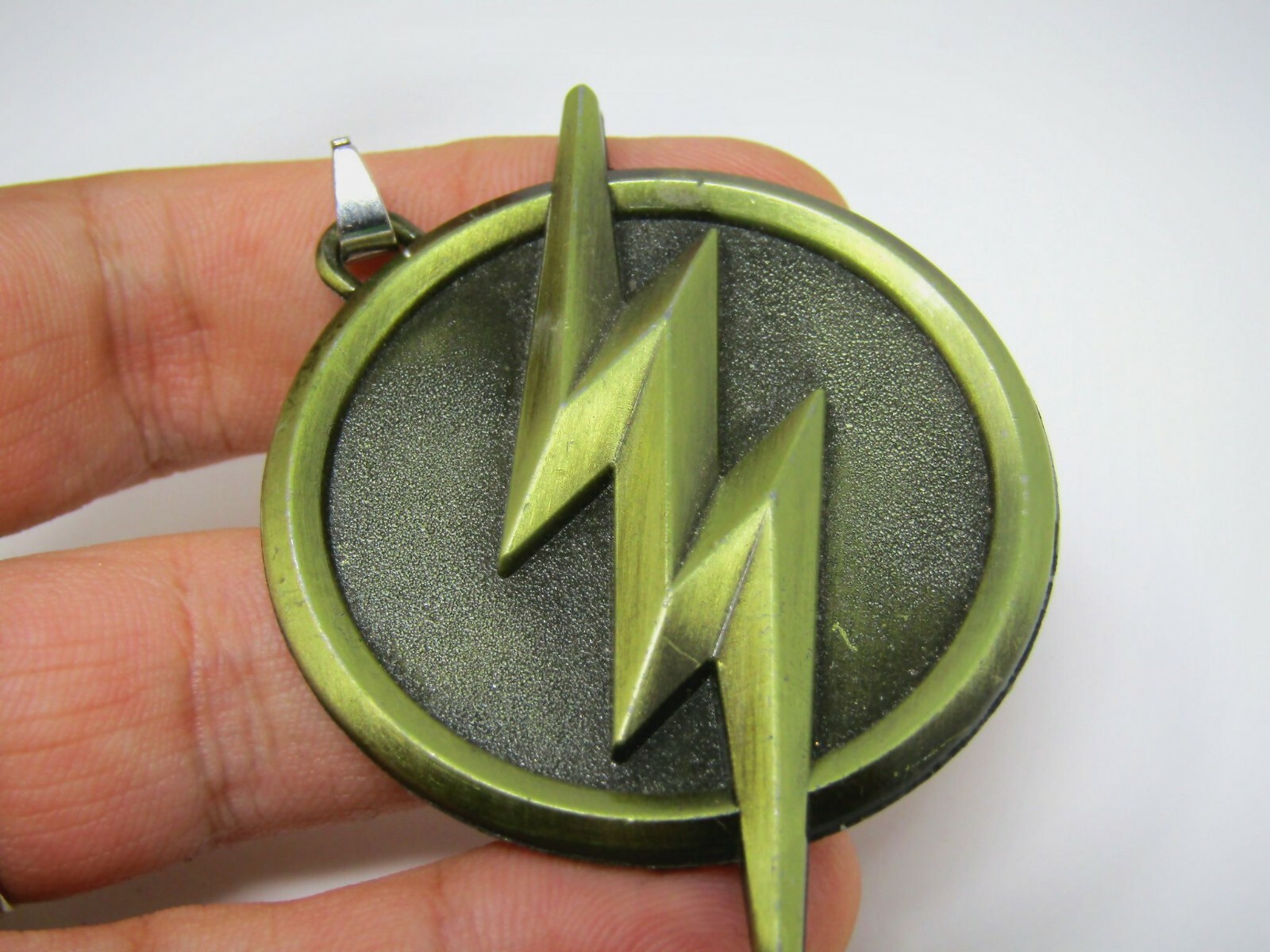 DC Comics The Flash Lightning Bolt Logo Pendant Antique Brass Finish Metal